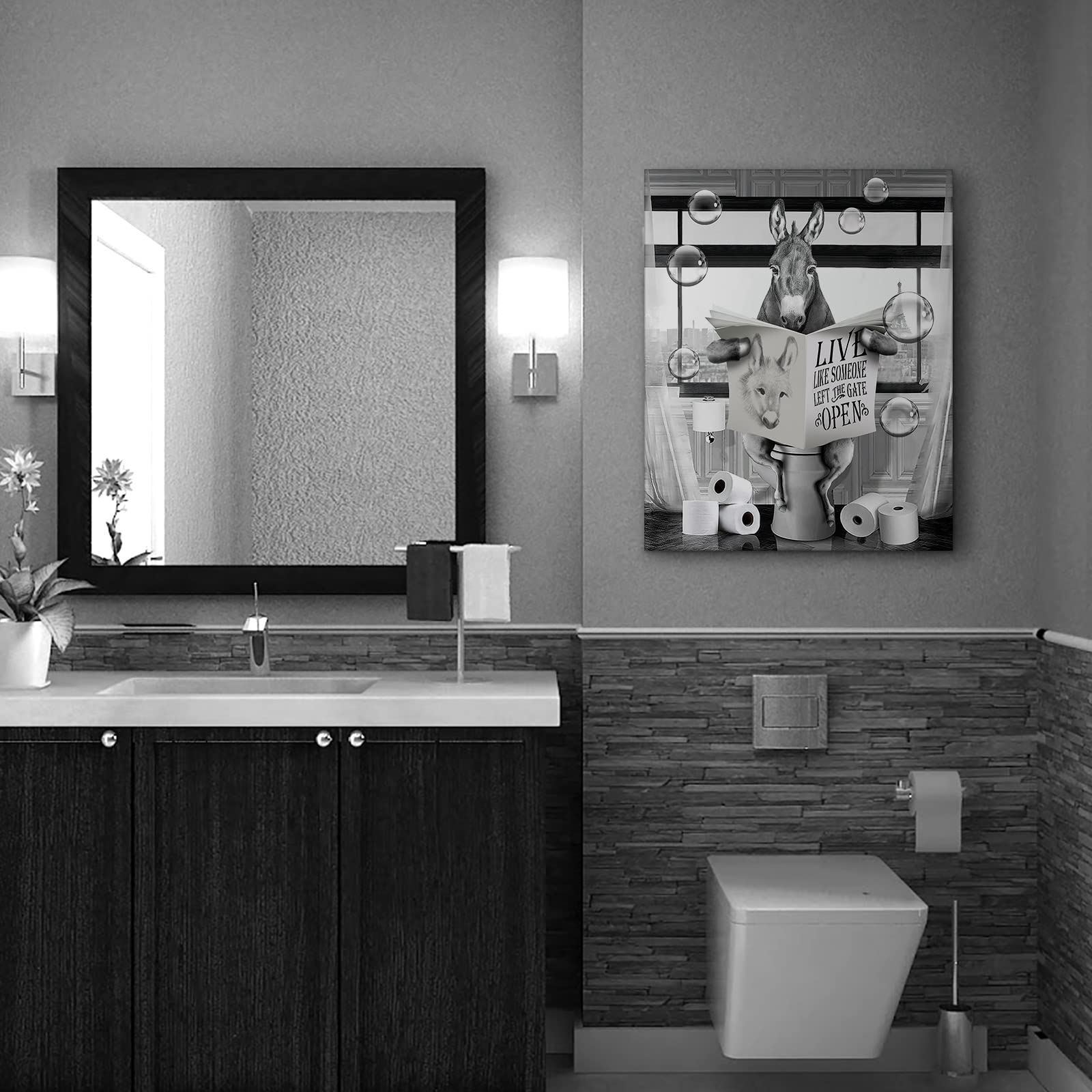 Bathroom Decor Wall Art Cute Donkey Pictures Farmhouse Bathroom Wall Decor Funny Donkey Sitting In Toilet Reading Newspaper Pain